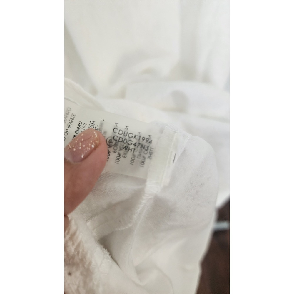 Calvin Klein White Cotton Eyelet Sleeveless Shift Dress A cut Midi Bridal Chic 6 - Picture 5 of 7